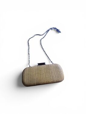 Urban Expressions Woven Leather Clutch with Chain Strap - Yellow
